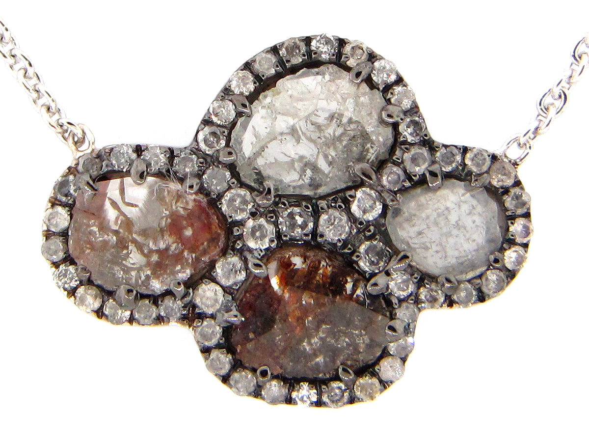 ROSE CUT SLICE BROWN DIAMOND PEND/NECK, 18"/17"/16" , 18KW (N)