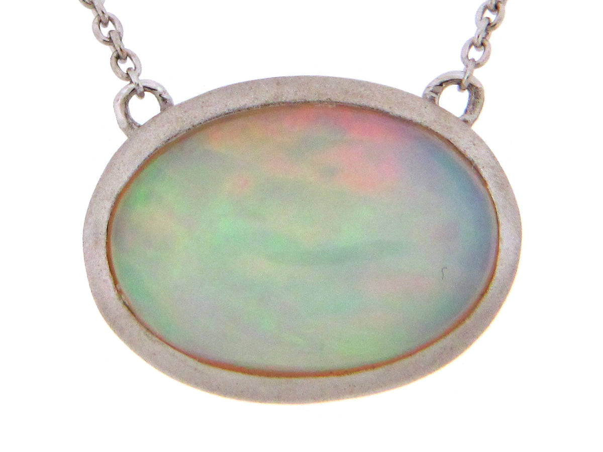 OPAL PENDANT NECKLACE, 18"/17"/16", 18KW (O)