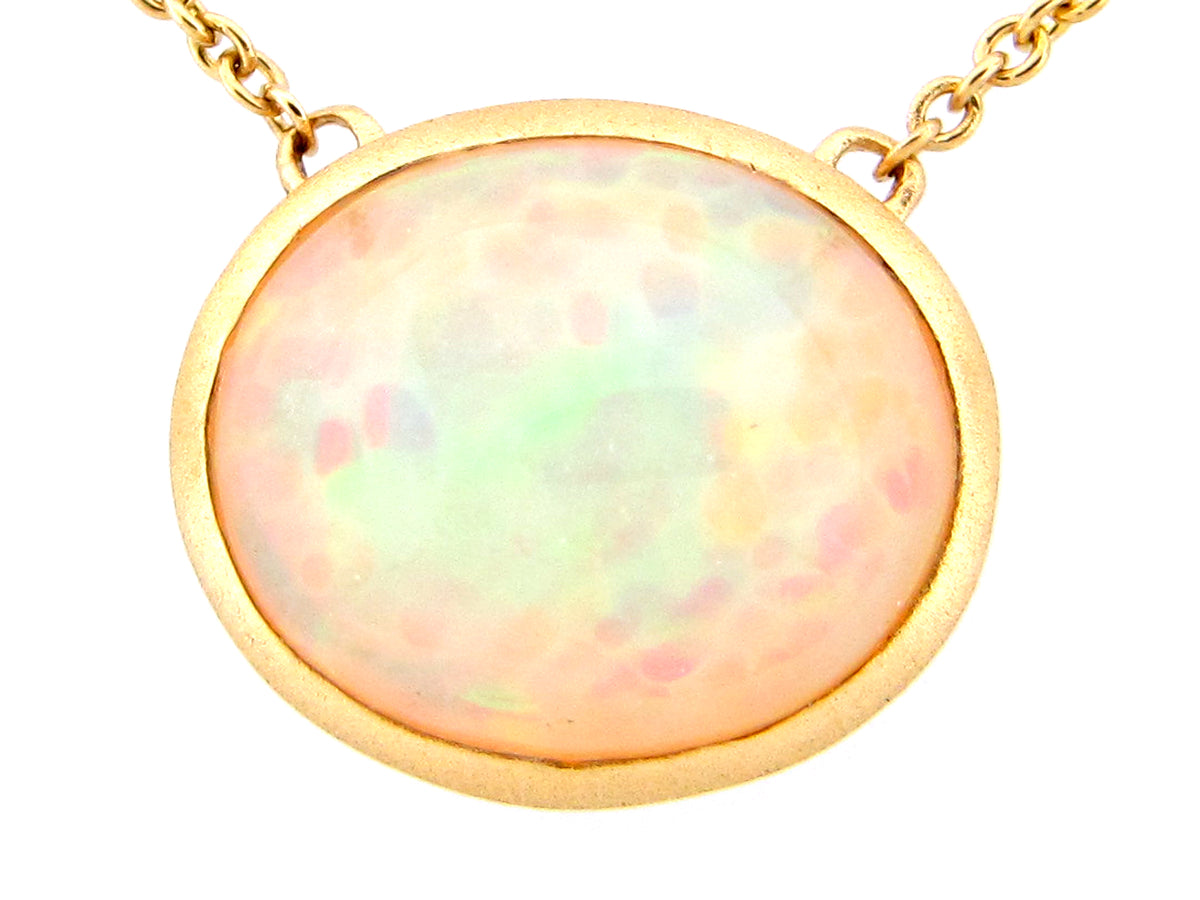 OPAL PENDANT NECKLACE, 18"/17"/16", 18KY (O)