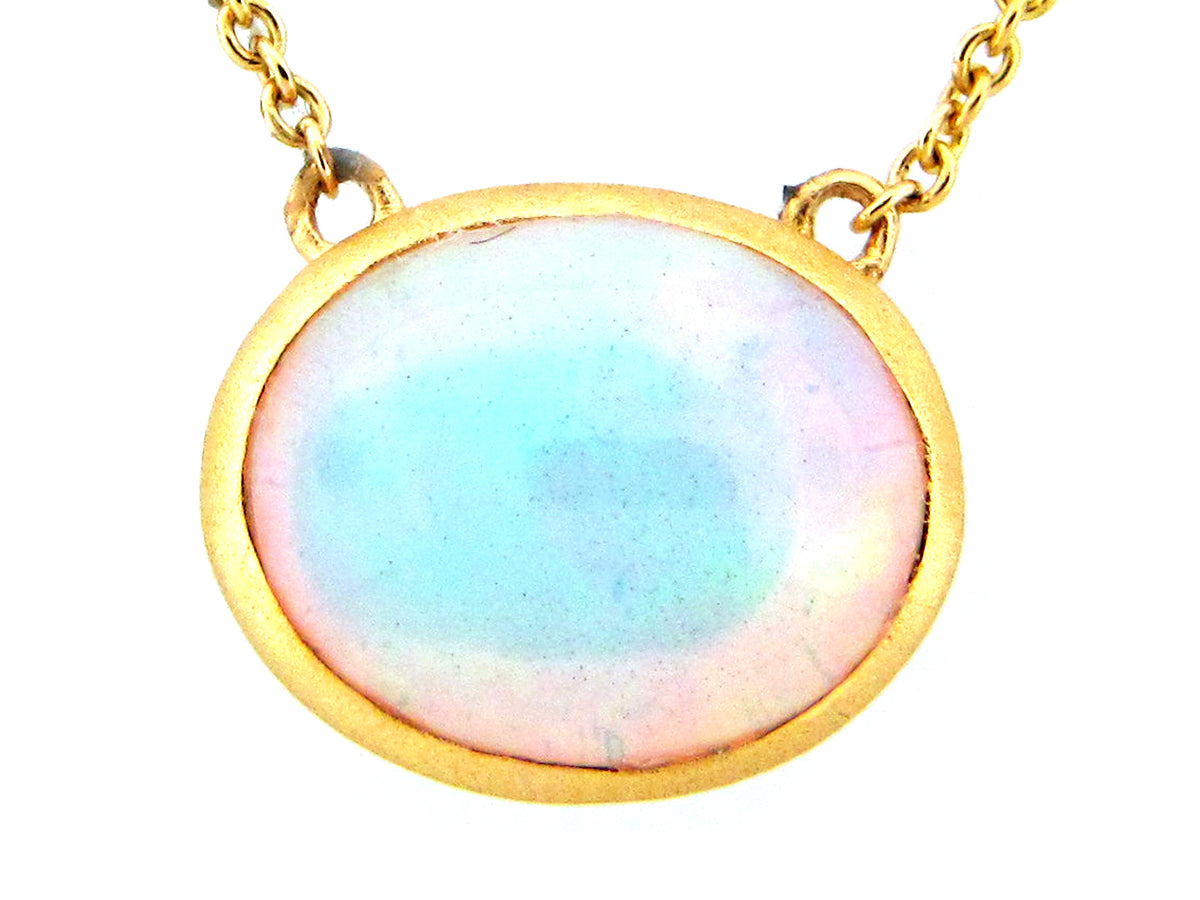 OPAL PENDANT NECKLACE, 18"/17"/16", 18KY (O)