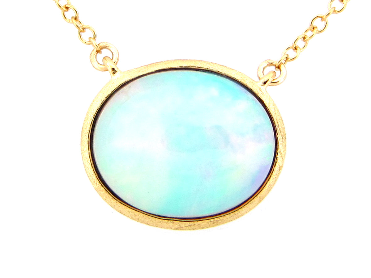 OPAL PENDANT NECKLACE, SATIN FINISH, 18"/17"/16"