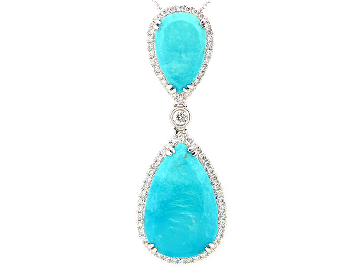 ROSE CUT TURQUOISE & DIAMOND PENDANT, 18KY (I), C=6.46
