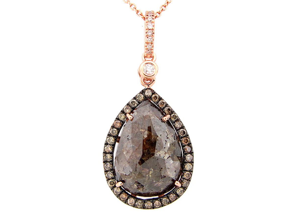 ROSE ROUGH CUT FANCY COLOR DIAMOND PENDANT, 14KR (N)