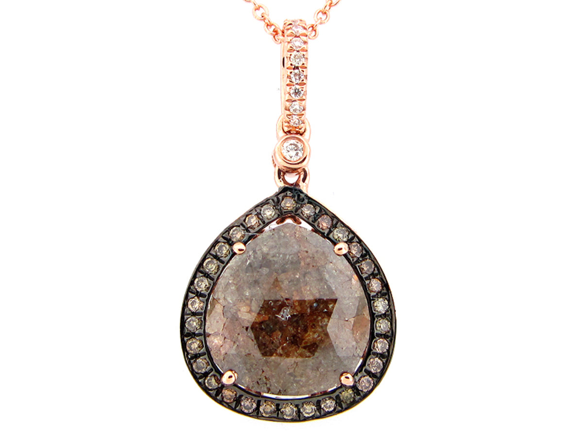 ROSE ROUGH CUT FANCY COLOR DIAMOND PENDANT, 14KR (N), CENTER=2.94