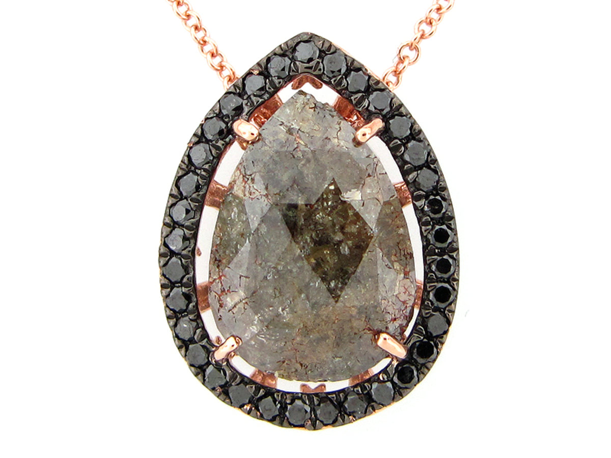 ROSE ROUGH CUT FANCY COLOR DIAMOND PENDANT, 14KR (N)