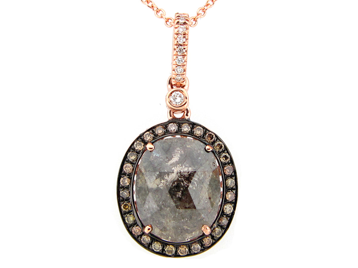 ROSE ROUGH CUT FANCY COLOR DIAMOND PENDANT, 14KR (N), CENTER=2.17
