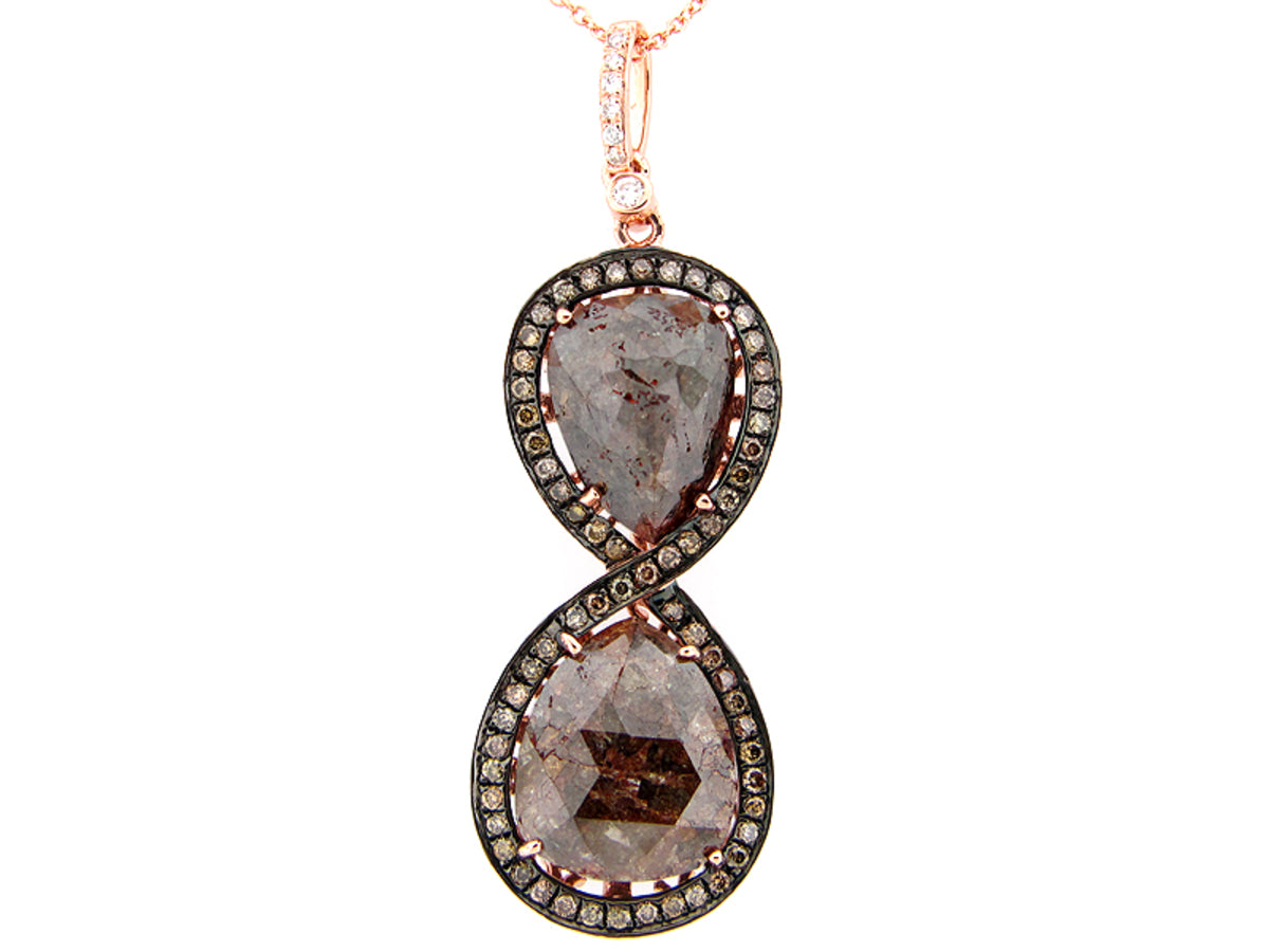 ROSE ROUGH CUT FANCY COLOR DIAMOND PENDANT, 14KR (N), CENTER=10.55