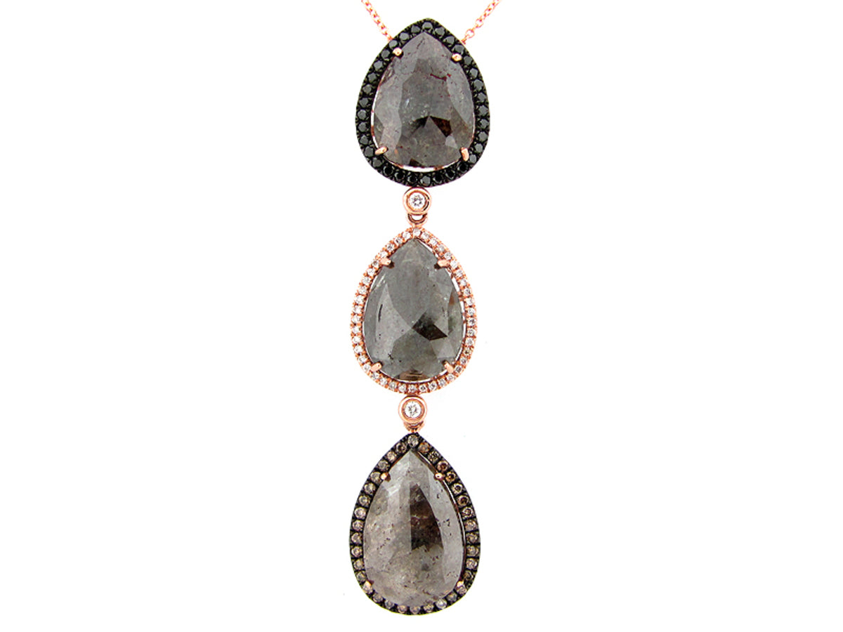 ROSE ROUGH CUT FANCY COLOR DIAMOND PENDANT, 14KR (N), CENTER=16.25