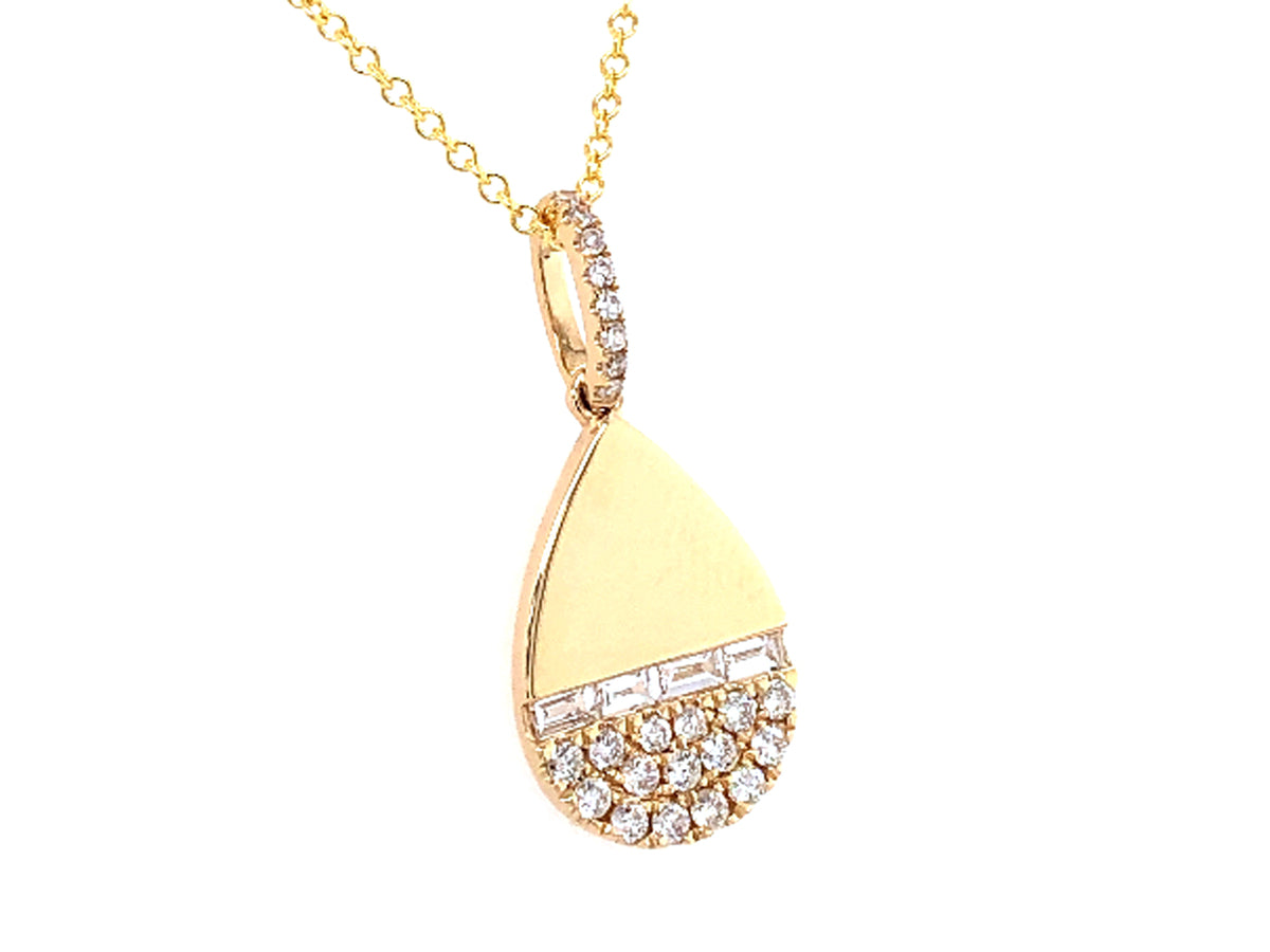 DIAMOND PEAR SHAPE PENDANT, HIGH POLISH, 14KY (N)