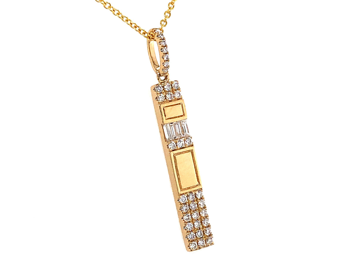 DIAMOND PANEL BAR PENDANT, 14KY (N)