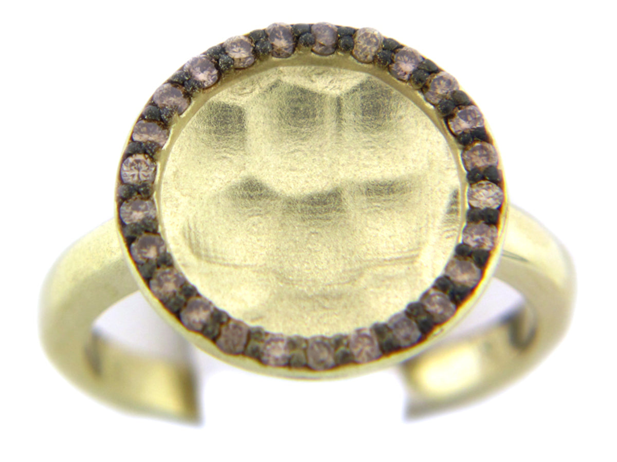 BROWN DIAMOND RING, 14K GREEN GOLD (N)