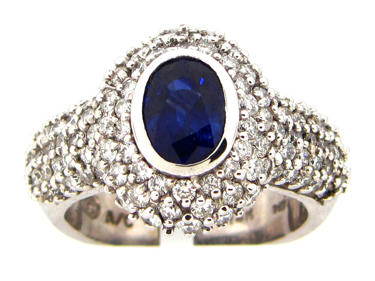 SAPPHIRE & DIAMOND RING, 14KW (E)