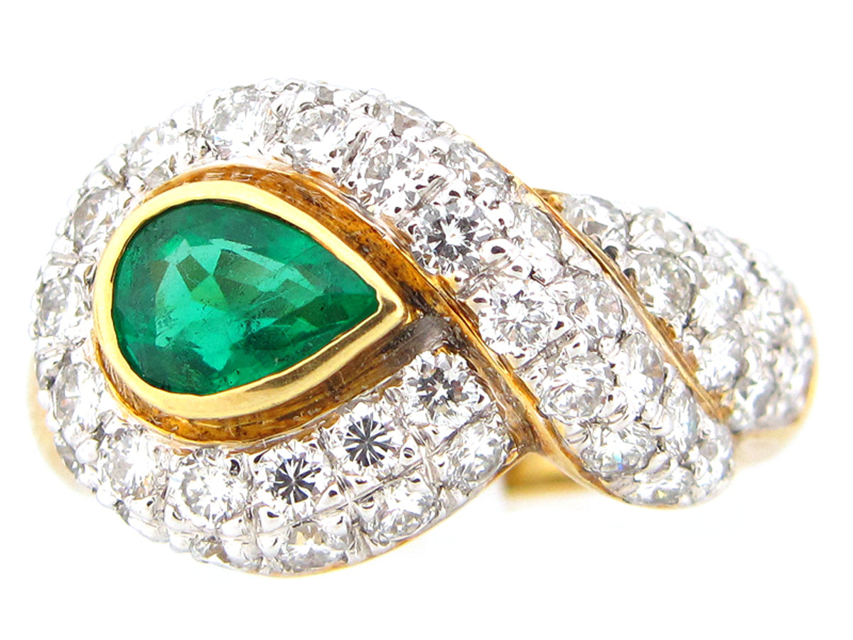 EMERALD & DIAMOND RING, 18K (O)