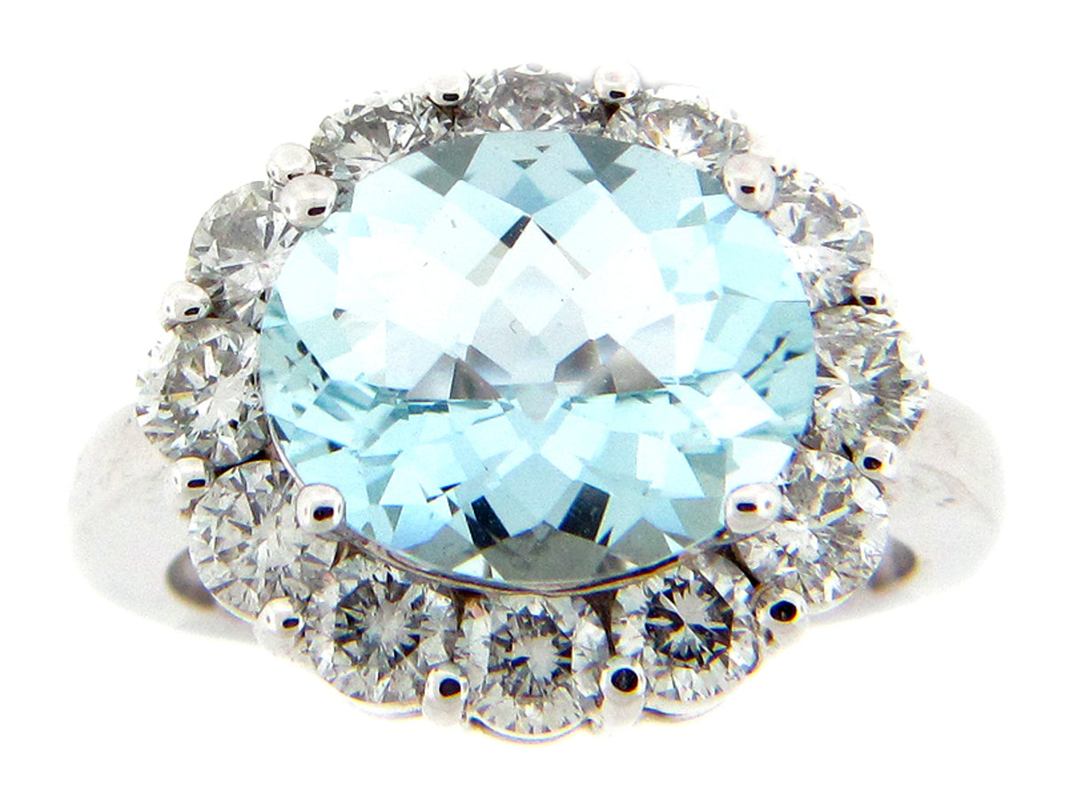 AQUA & DIAMOND RING, 18KW (E), C=3.70