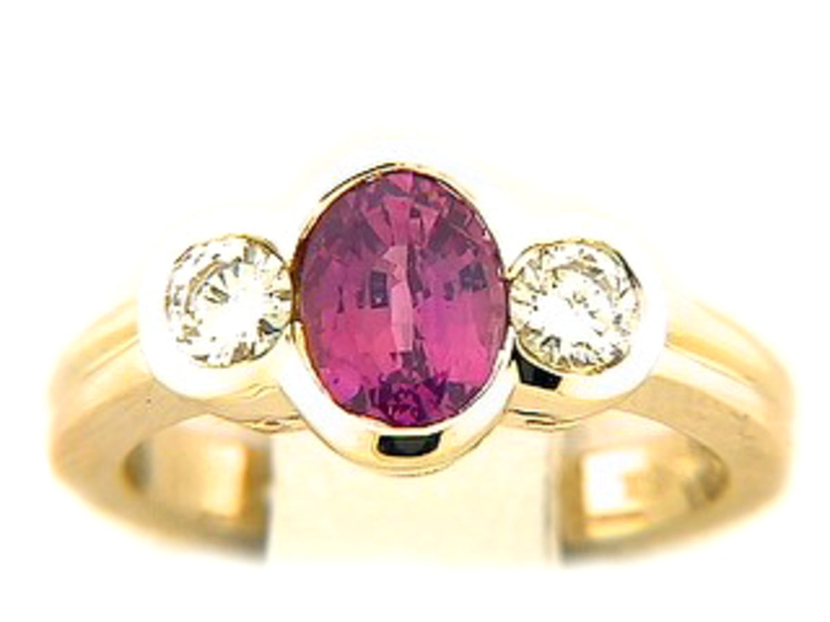 PINK SAPPHIRE & DIAMOND RING, 14KY (E), C=1.87