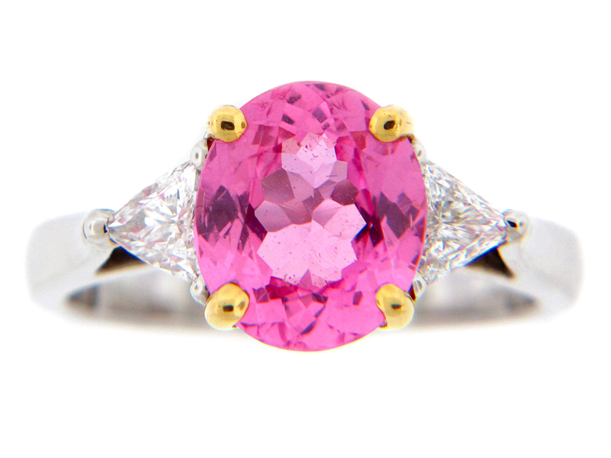 PINK SAPPHIRE & DIAMOND RING, 18K/PLAT (H), CENTER=2.76