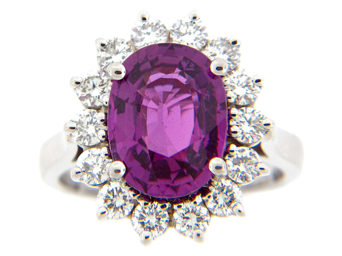 PURPLE SAPPHIRE & DIAMOND RING, PLAT (E), C=4.80