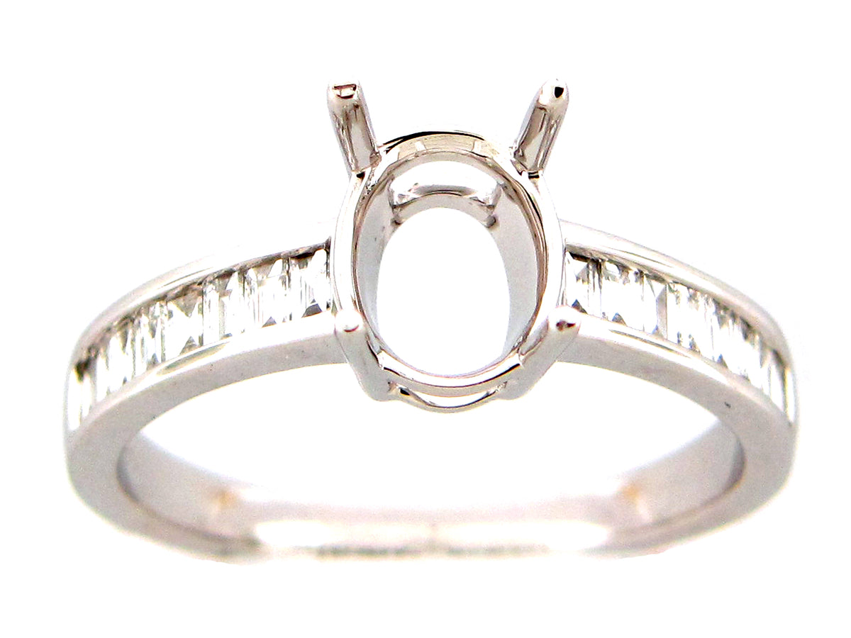 DIAMOND BAGUETTE SEMI MOUNT RING, 14KW (N)