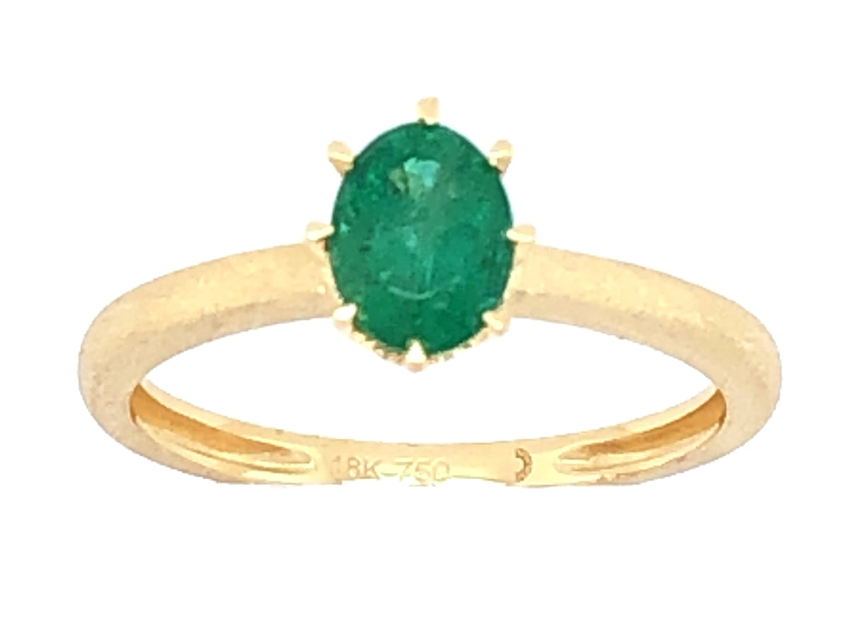 EMERALD & DIAMOND RING, SATIN FINISH