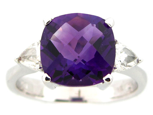 AMETHYST & DIAMOND RING, 18KW (E)