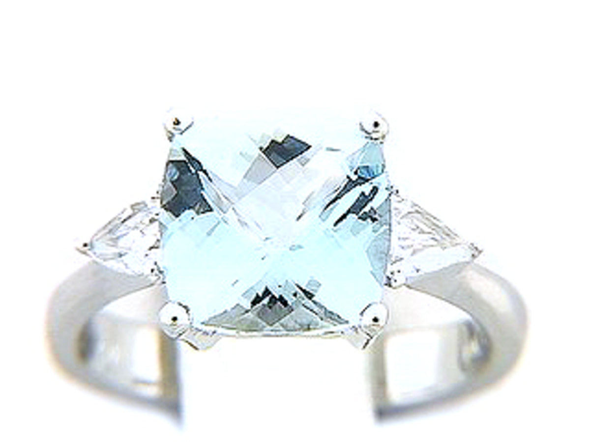 AQUA & DIAMOND RING, 18KW (E/N)