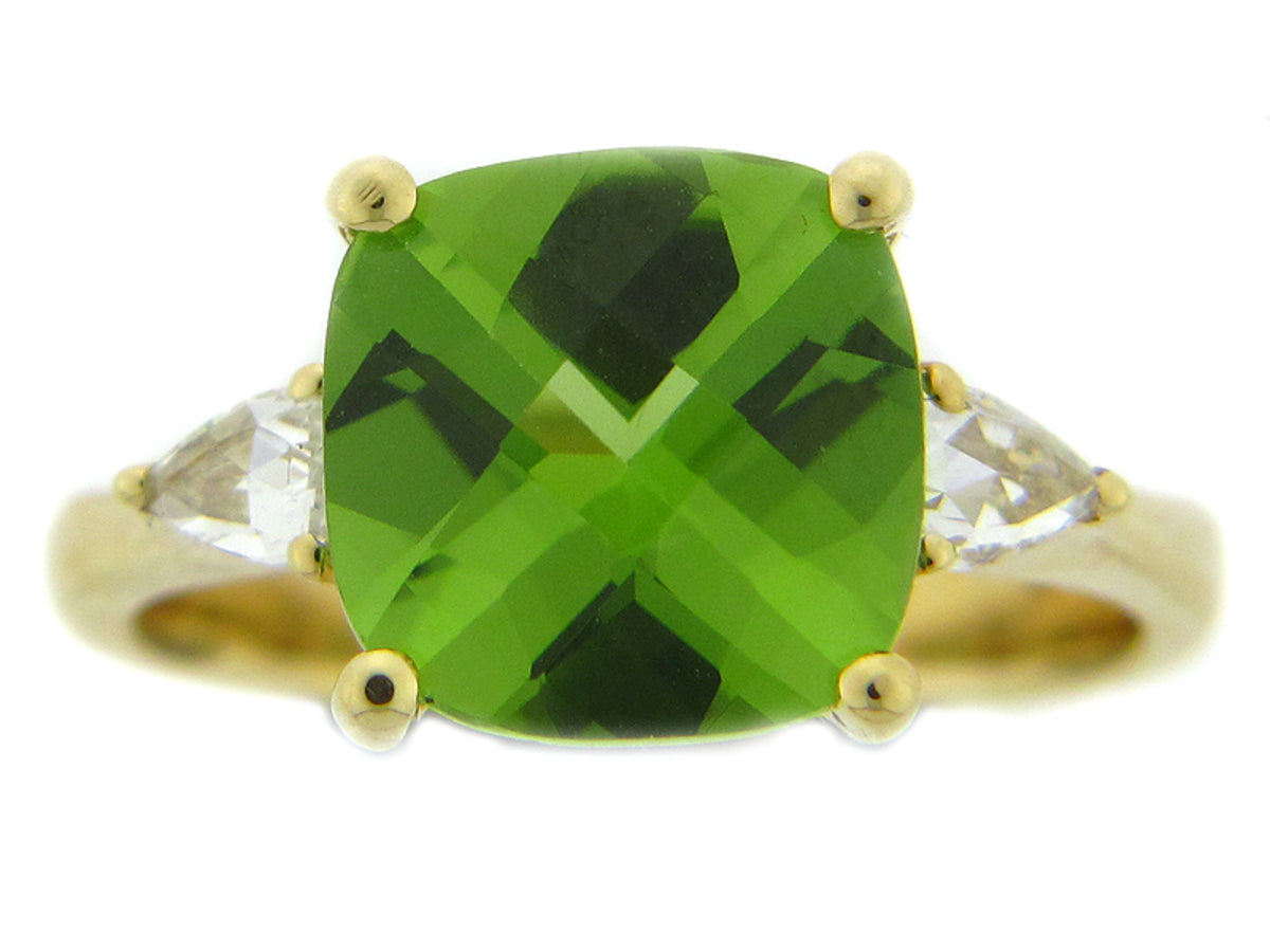 PERIDOT & DIAMOND RING, 18KY (N)