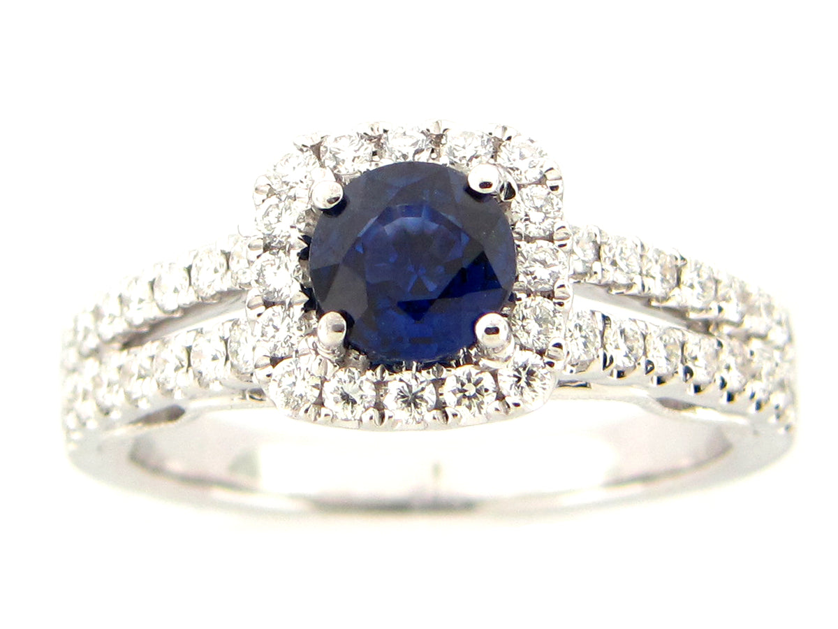 SAPPHIRE & DIAMOND RING, 18KW (H)