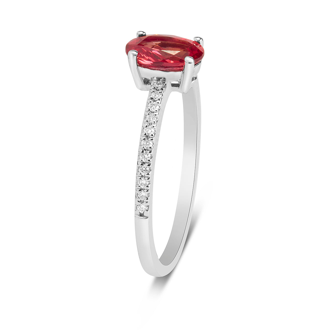 Orange Sapphire & Diamond Solitaire Ring