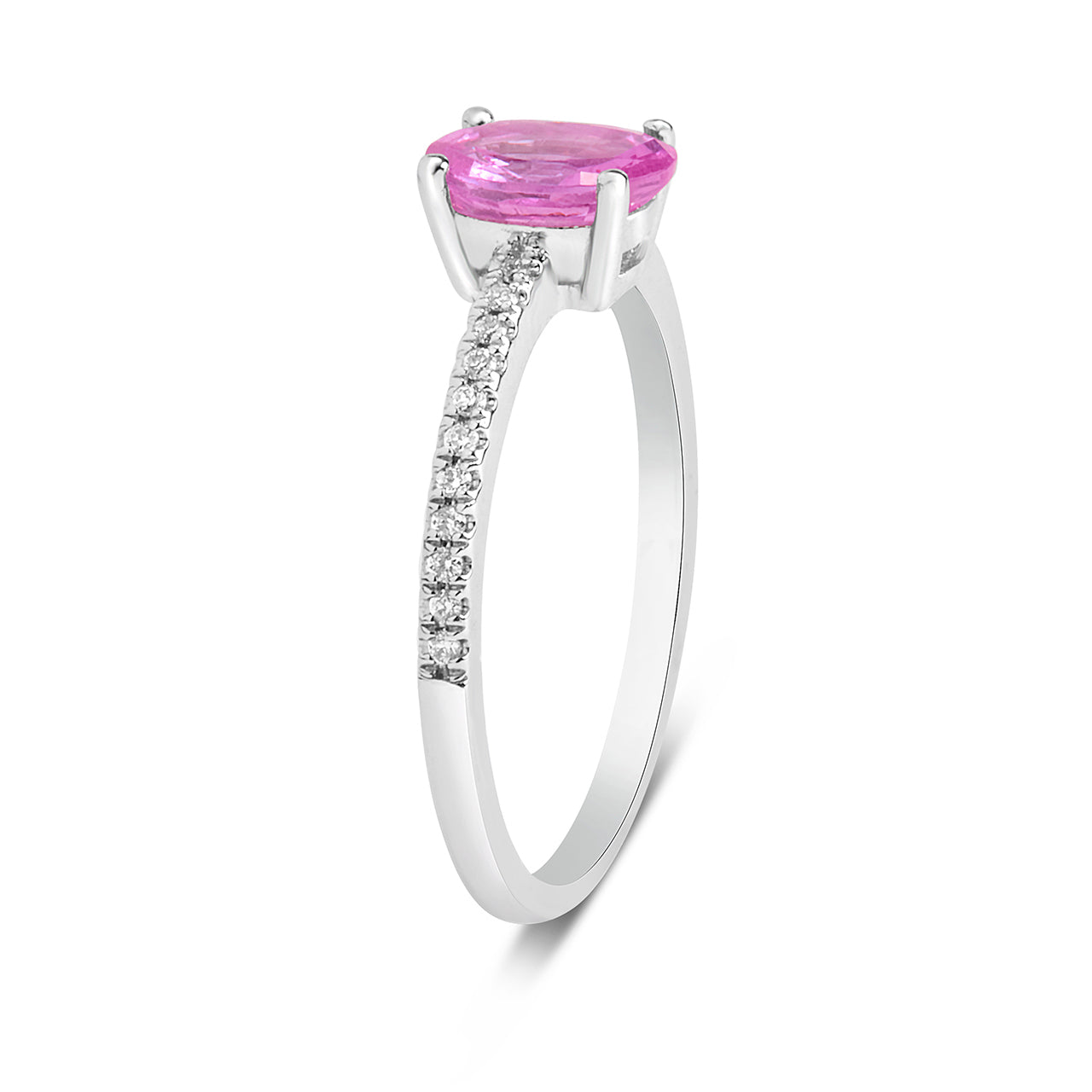 Pink Sapphire & Diamond Solitaire Ring