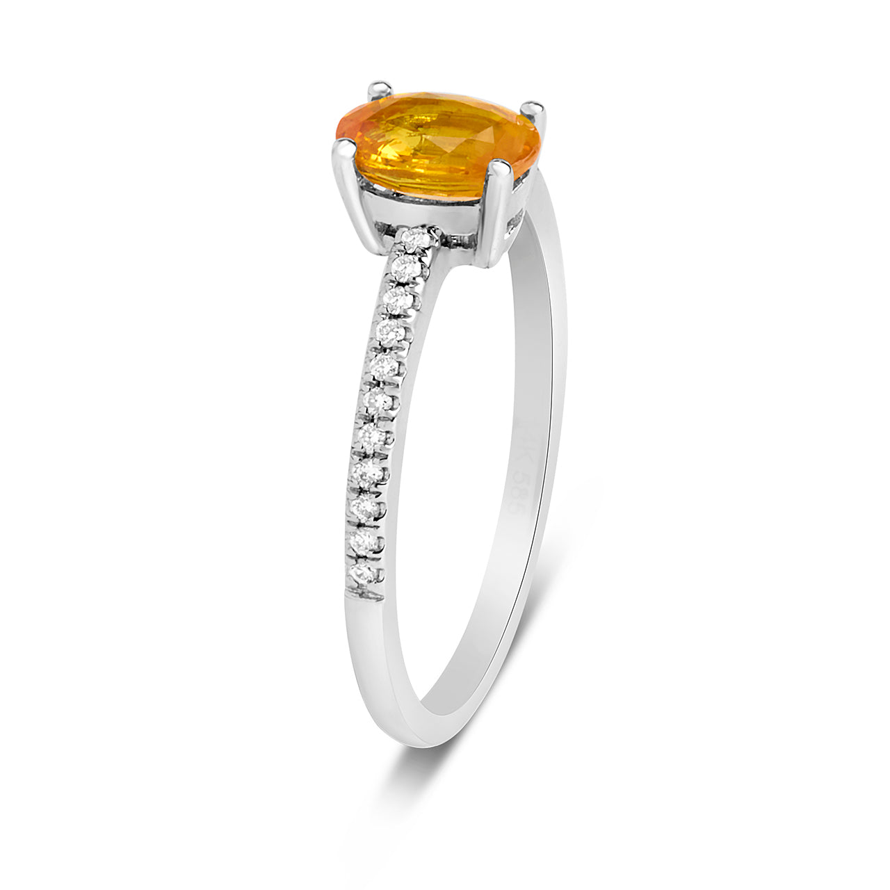 Yellow Sapphire & Diamond Solitaire Ring