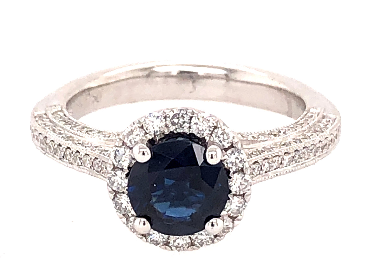 SAPPHIRE & DIAMOND RING, 18KW (H)