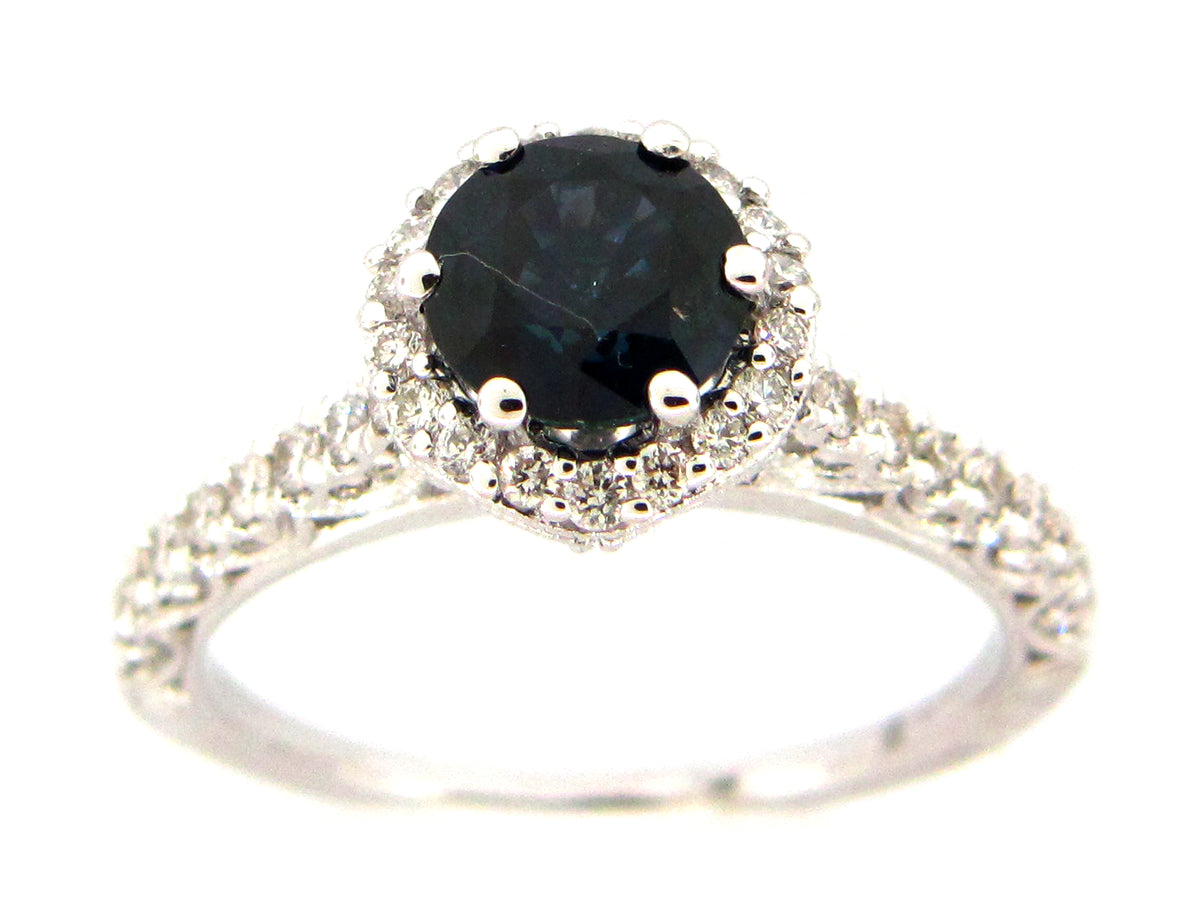 SAPPHIRE & DIAMOND RING, 18KW (H)
