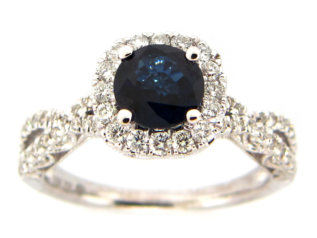 SAPPHIRE & DIAMOND RING, 18KW (H)