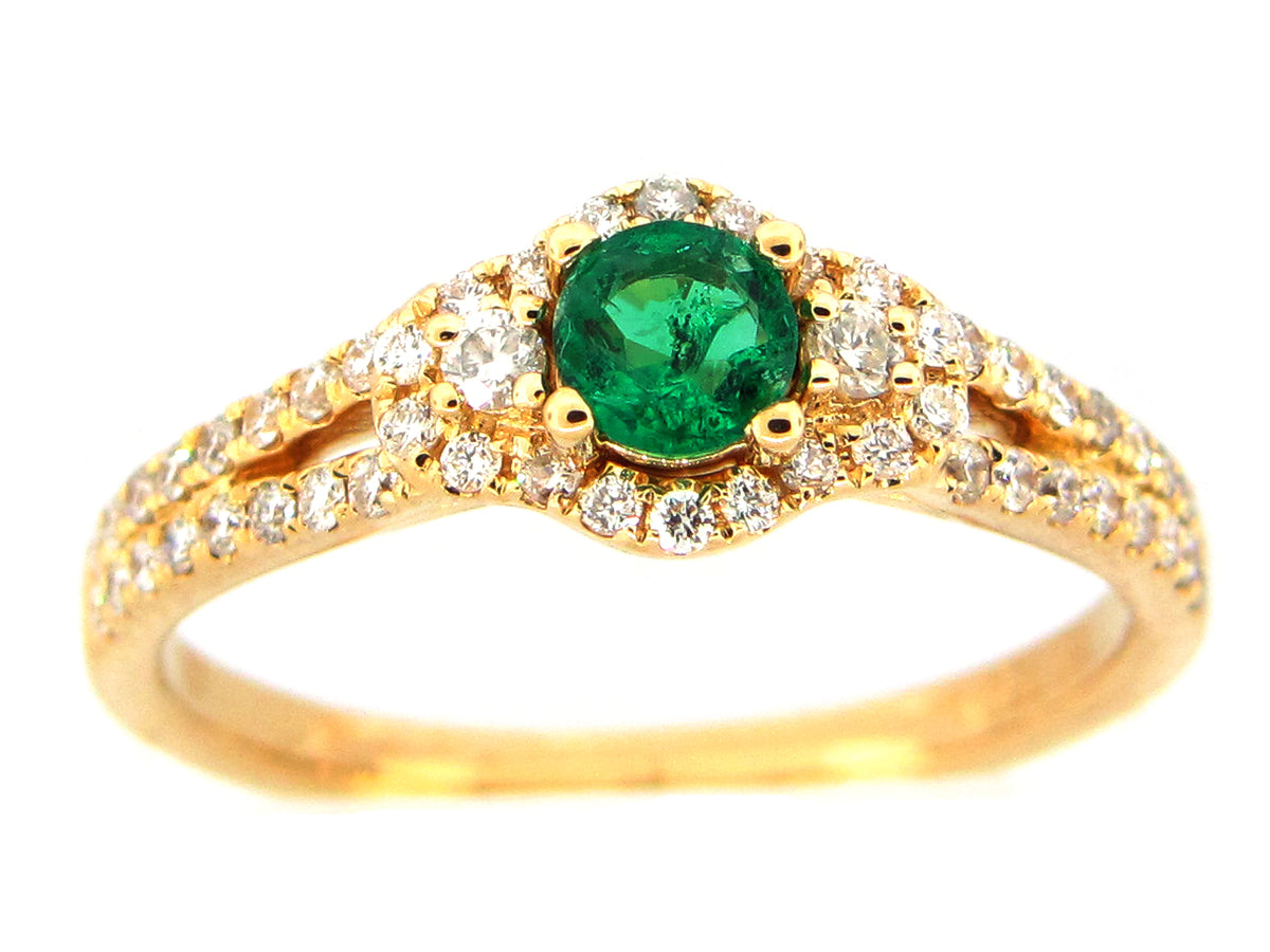 EMERALD & DIAMOND RING, 18KT (O)