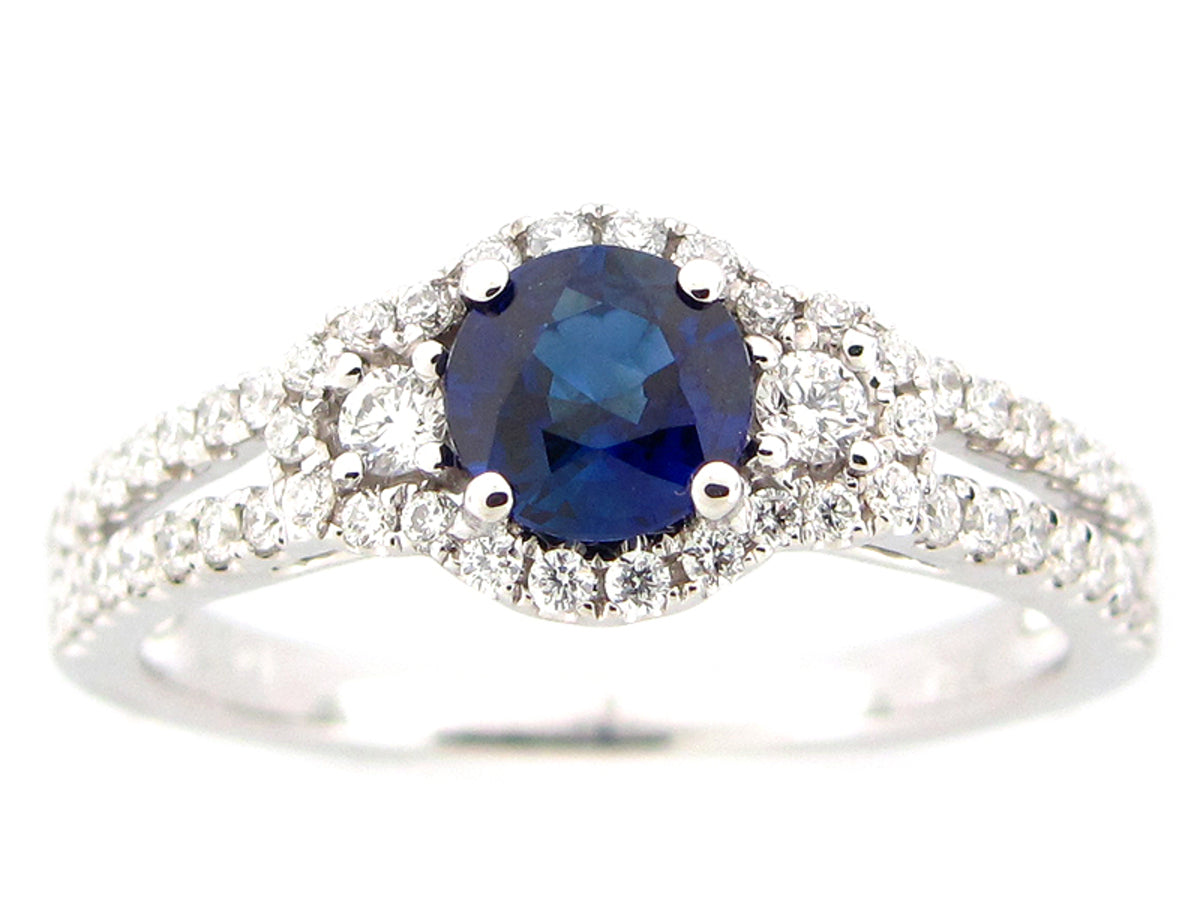 SAPPHIRE & DIAMOND RING, 18KW (H)
