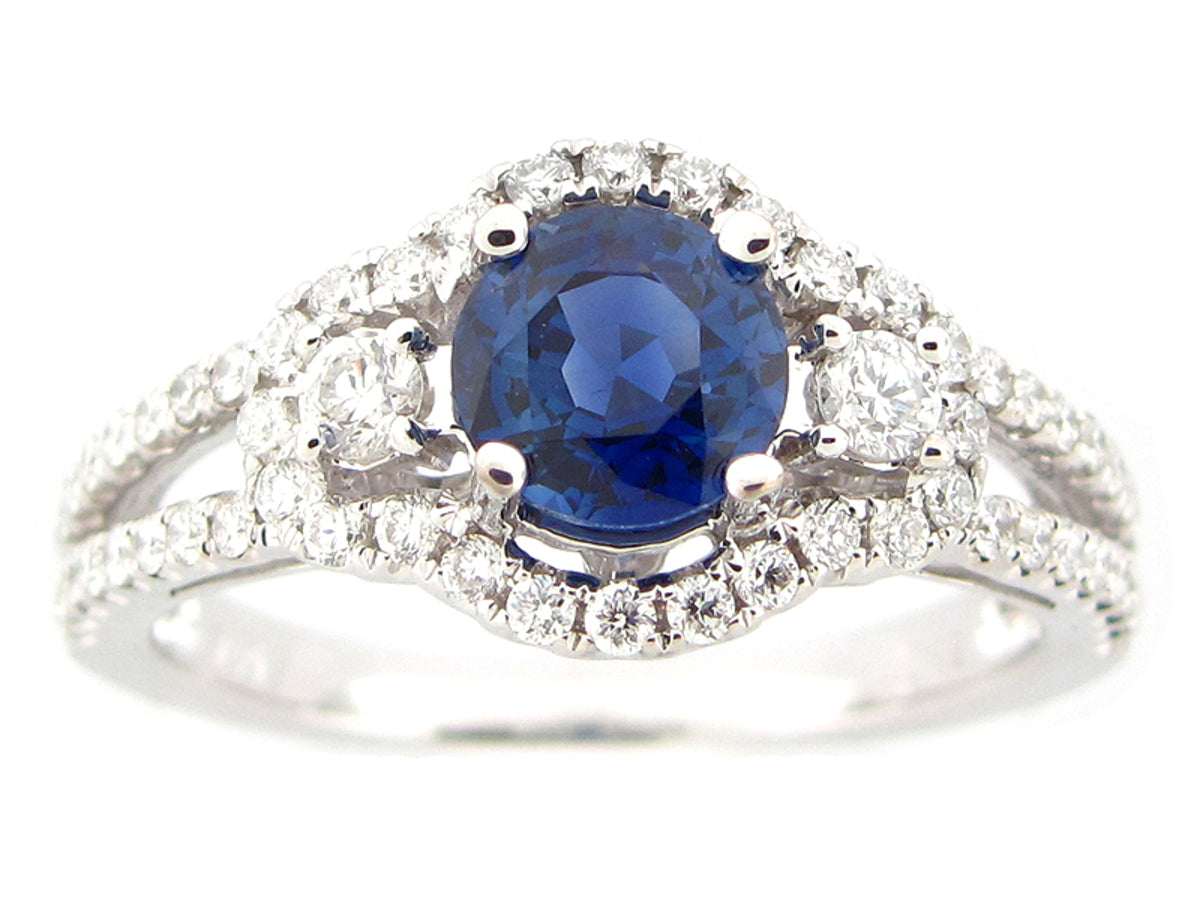 SAPPHIRE & DIAMOND RING, 18KW (H)