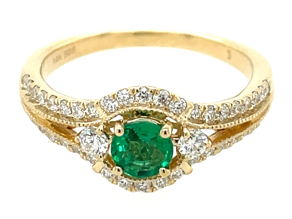 EMERALD & DIAMOND RING, 18KY (O)