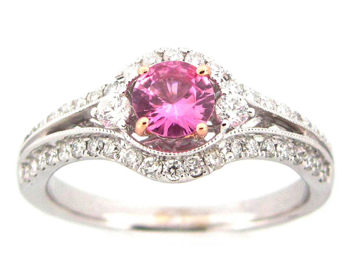 PINK SAPPHIRE & DIAMOND RING, 18KZ (H)