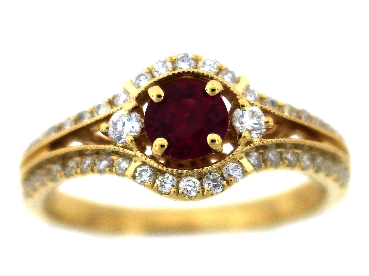 RUBY & DIAMOND RING, 18KY (H)