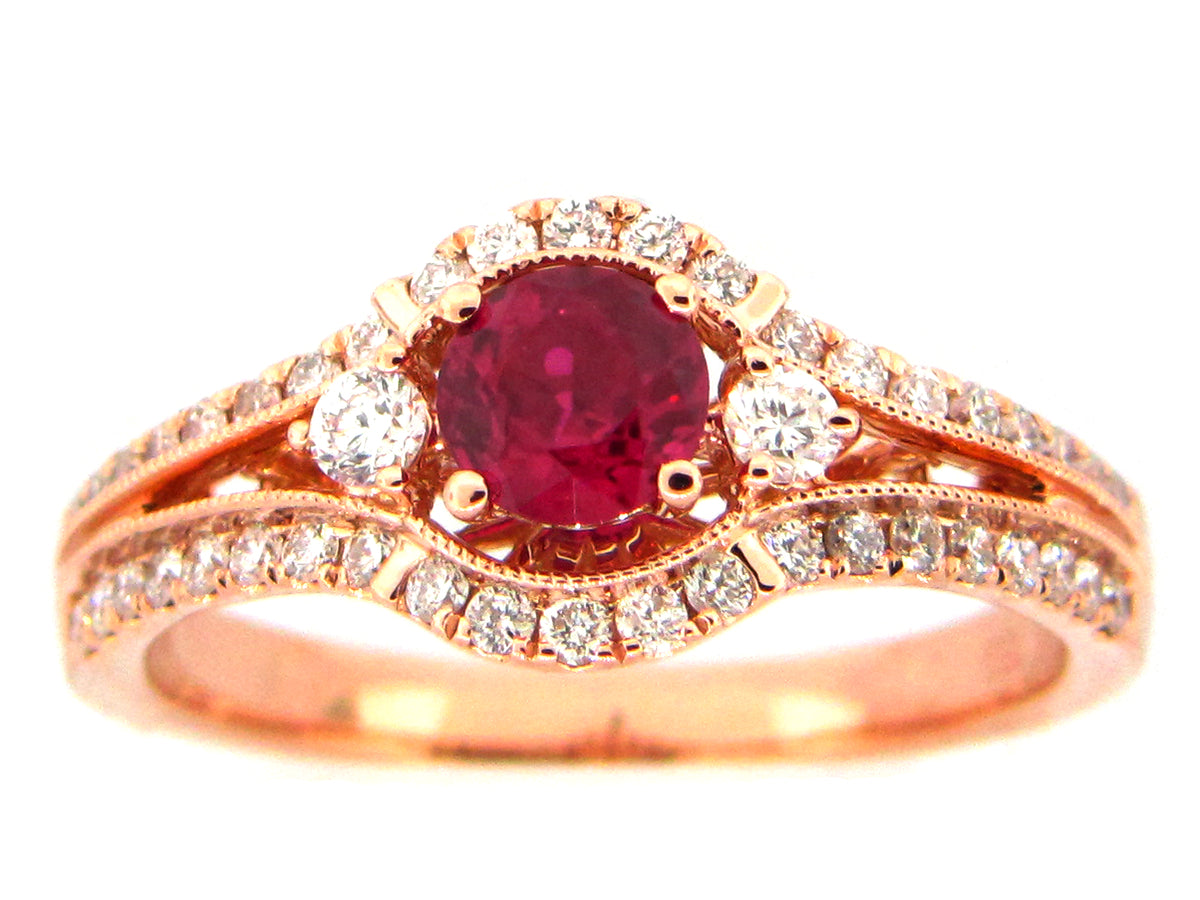 RUBY & DIAMOND RING, 18KR (H)