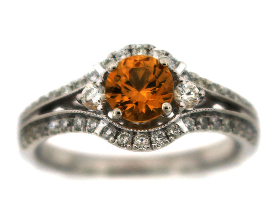 YELLOW SAPPHIRE & DIAMOND RING, 18KW (H/U)