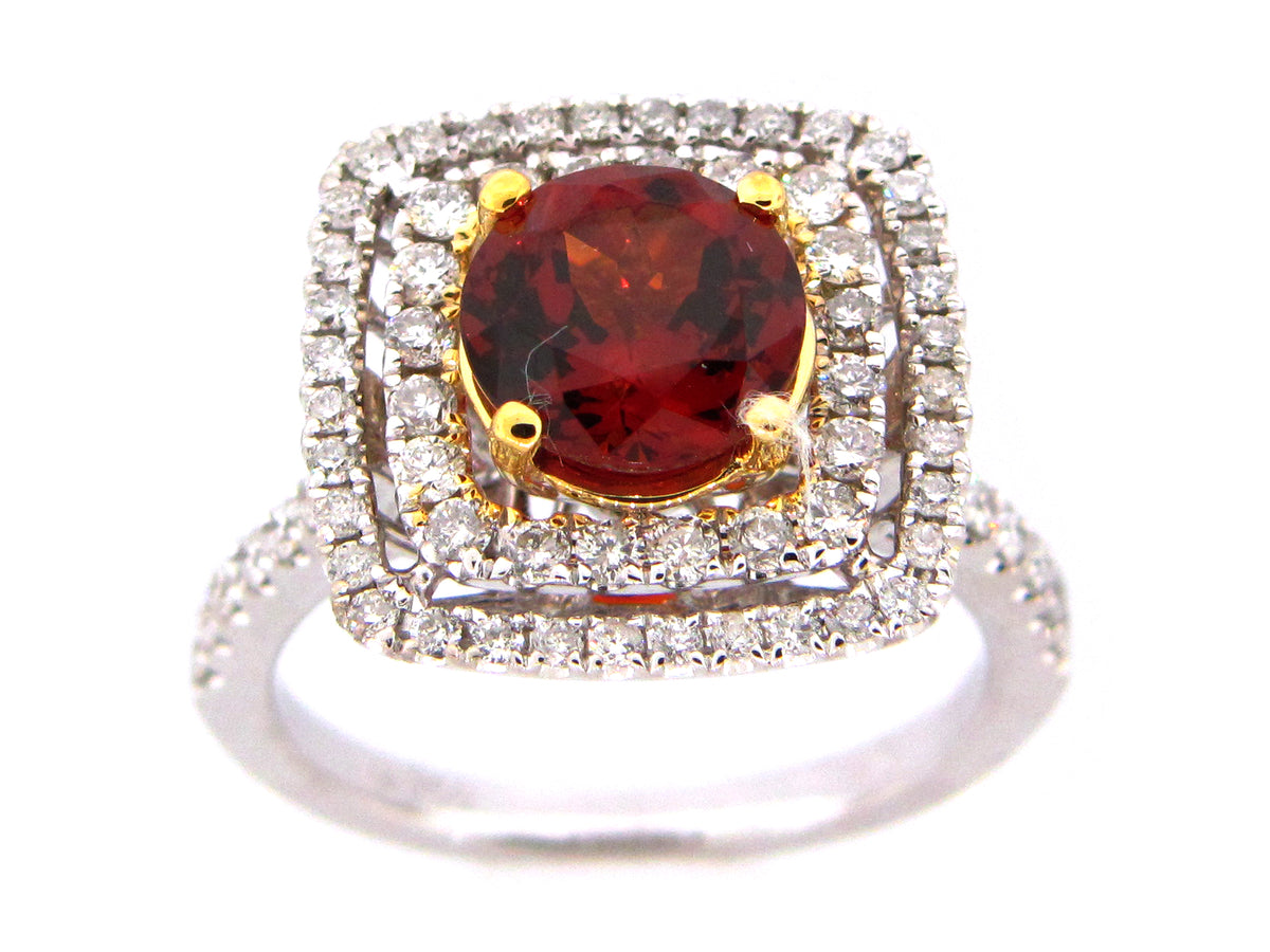 SPESSARTITE GARNET & DIAMOND RING, 18K (N)