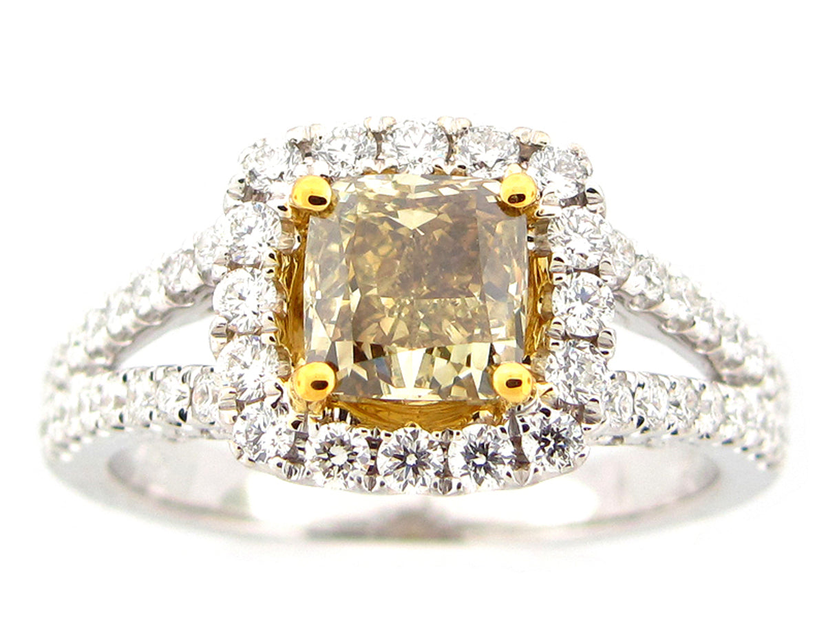 NATURAL YELLOW DIAMOND RING, GIA CERT#2146253953, 18KT (N)