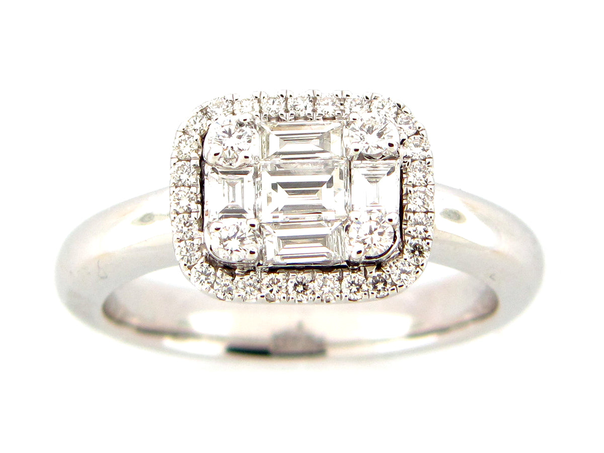 DIAMOND BAGUETTE CLUSTER RING, 18KW (N)