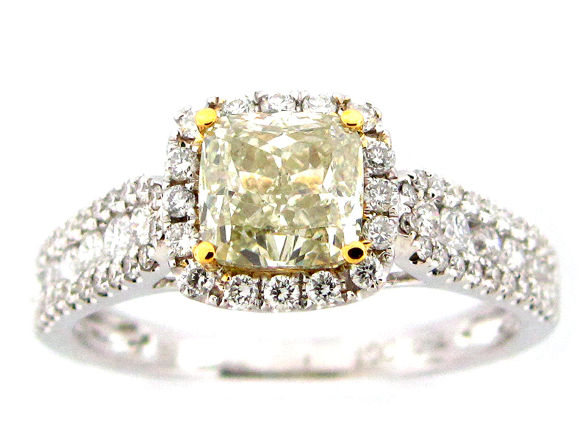 NATURAL FANCY LIGHT YELLOW DIAMOND RING, GIA CERT#2146344292, 18KT (N)