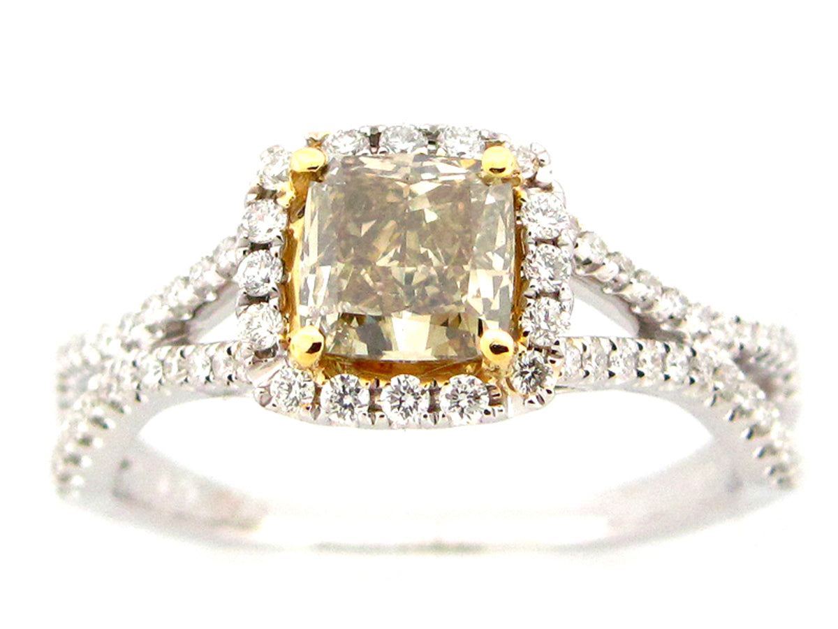 NATURAL FANCY GREENISH YELLOW DIAMOND RING, GIA CERT#2146191094, 18KT (N)