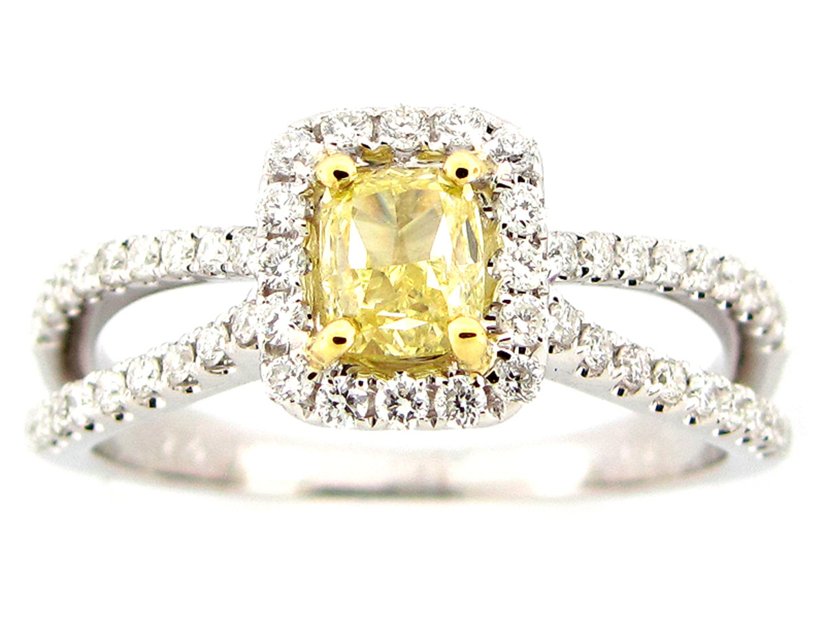 NATURAL FANCY YELLOW DIAMOND RING, 18KT (N)
