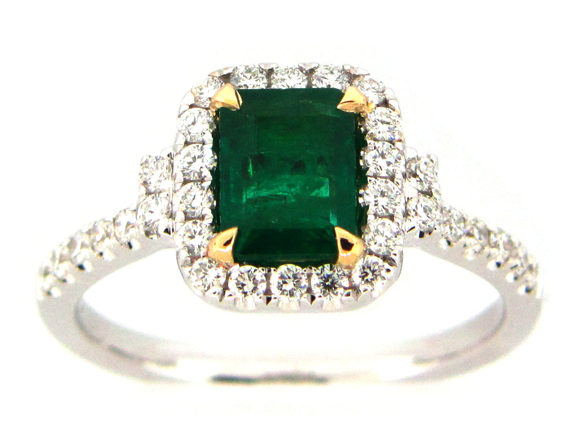 EMERALD & DIAMOND RING, 18KT (O)