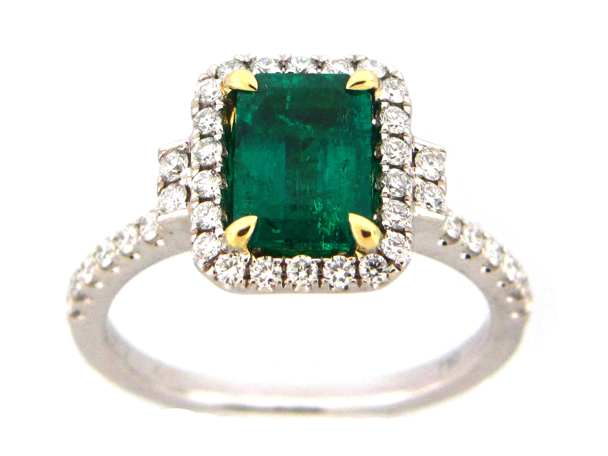 EMERALD & DIAMOND RING, 18KT (O)