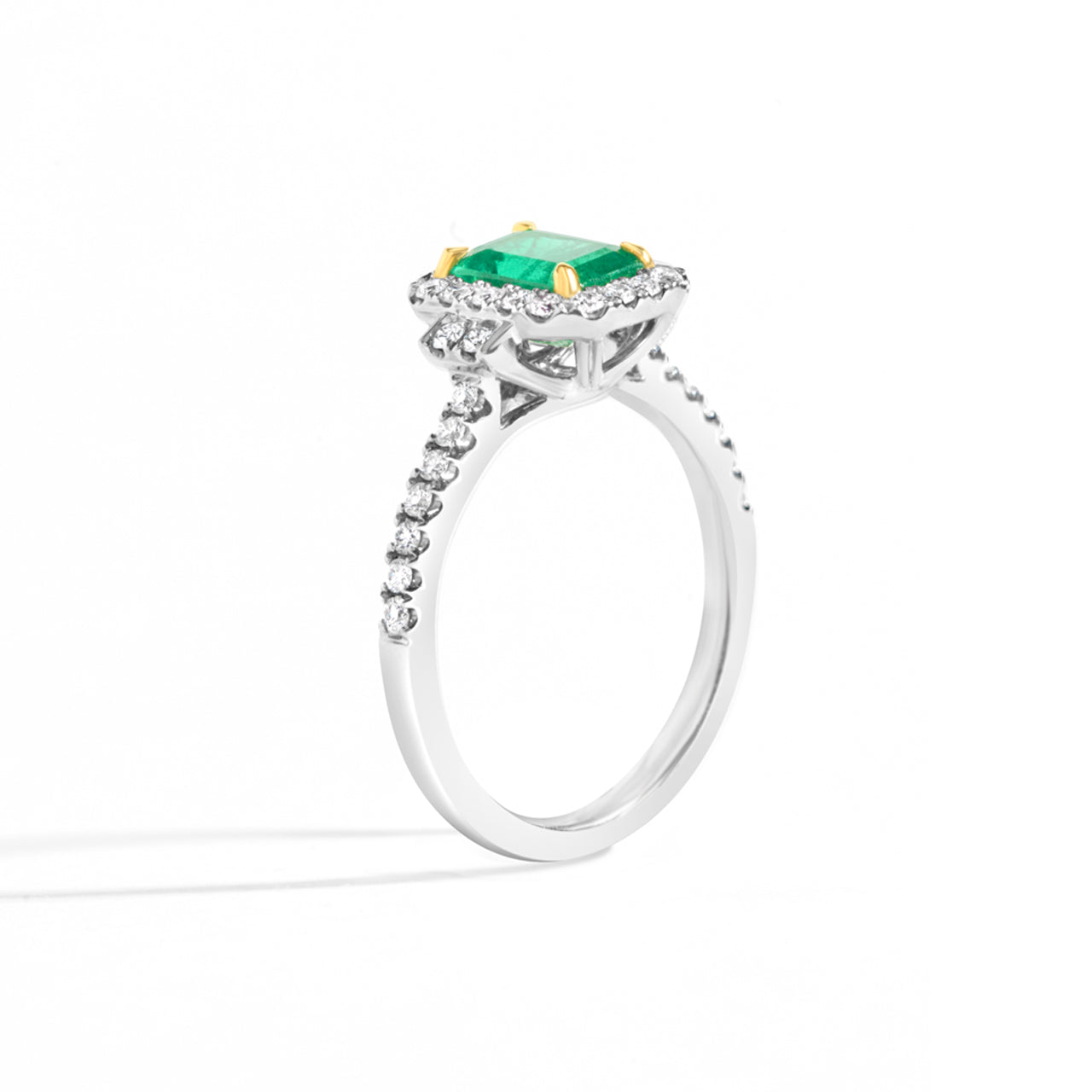Emerald Cut Emerald & Diamond Ring